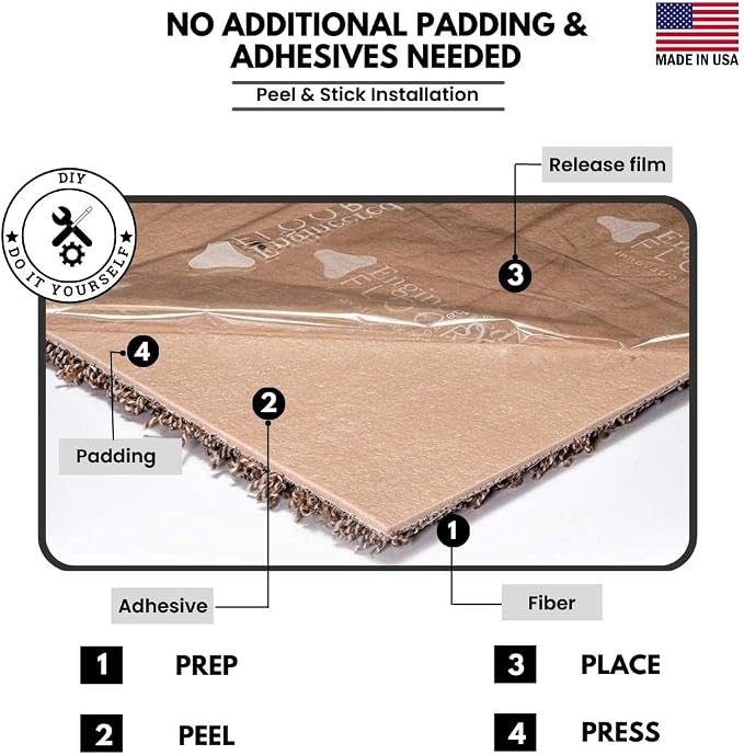 Smart Squares Easy Street Premium Plush Carpet Tiles, Made in USA – 18x18 Peel and Stick Floor Tiles with Attached Padding – Seamless DIY Carpet Squares (22.5 Sq Ft, Pack of 10, 815 Iron Frost)