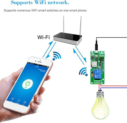 Smilewolf Wifi Switch, USB DC5V Wireless Relay Module Smart Home Automation Modules APP Remote Control Timer Switch Voice Control with Alexa Google Home Access Control System (DC5V1CH)