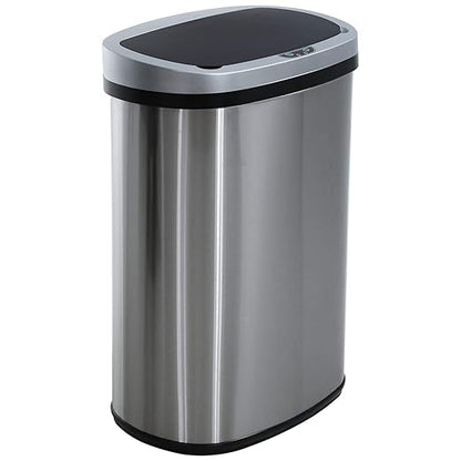 HCY Kitchen Trash Can 13 Gallon Automatic Metal Garbage Can Stainless Steel Waste Bin with Lid Smart for Kitchen,Office,Living Room,Bathroom(Silver)