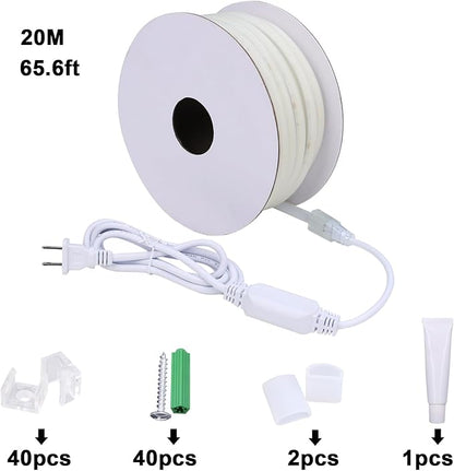 BENLUN AC 110V COB LED Strip Lights Outdoor Waterproof 65.6ft, 2700K Warm White Super Bright 200W CRI 90+ LED Rope Light, IP65 Flexible Cuttable, for Bedroom Garden Commercial House