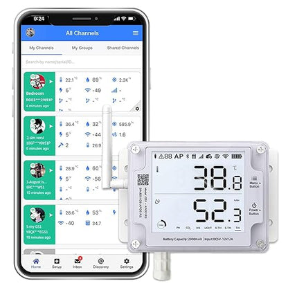 GS1-A Smart WiFi Thermometer Hygrometer, IP65 Temperature & Humidity Data Logger, Device Sharing, Scheduled Reports, Multiple Alerts, Local Deployment, Alexa/IFTTT (2.4GHz WiFi)