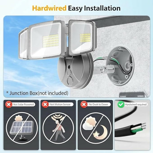 Onforu 75W LED Security Light, 7000LM Brightness Outdoor Flood Light Fixture Switch Controlled, IP65 Waterproof, 6500K White Wall Mount Exterior Security Floodlight for Eave, Yard, Garage, Porch