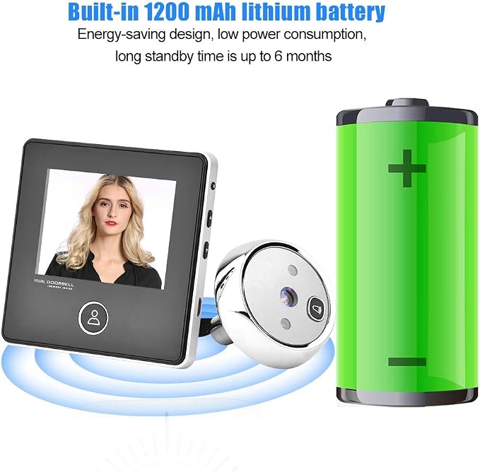 Sonew Digital Door Viewer, 3 inches TFT LCD Screen HD Smart Peephole Visual Doorbell with 1MP IR Night Vision Camera, Easy to Use, for Home Security (2)