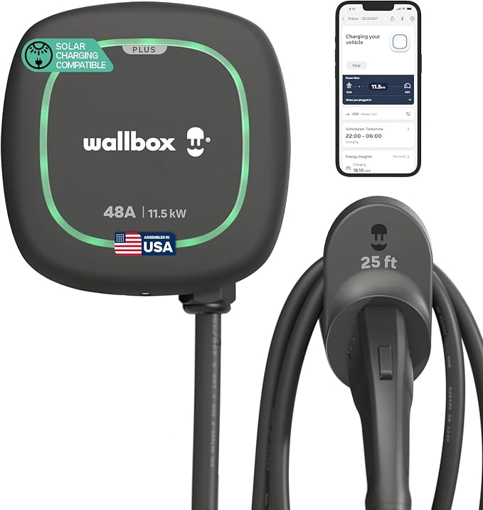 Wallbox Pulsar Plus Level 2 Ev Charger 48A, Electric Car Charger EVSE J1772