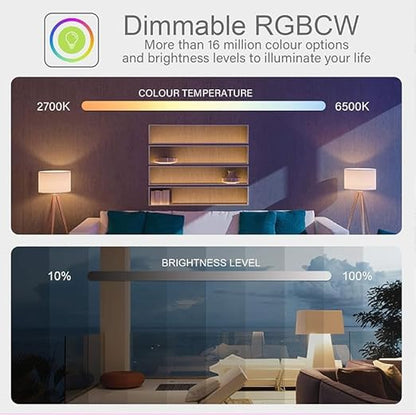Tuya Bluetooth Smart LED Light Bulbs RGBCW, Music Sync Color Changing,with App Control for Living Room, Party,2PACK. (GU10)
