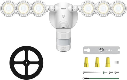 SANSI 45W 6000LM Motion Sensor Outdoor Lights, 5000K 600W Equiv LED Outdoor Lights for House, 4 Modes Wide 320° Angle Flood Lights Outdoor for Yard, Soffit, Garage, Doorways IP65 Waterproof