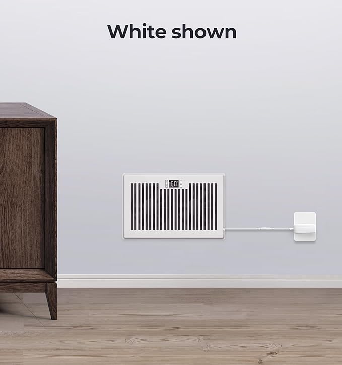 BIOWIND Quiet Register Booster Fan Fits 6" x 10" Register Holes, 10-Speed Smart Heating Cooling AC Vent Fan with Remote Control and Thermostat Control - White
