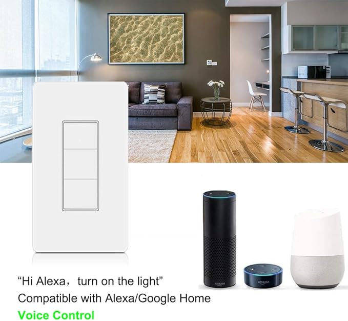 Smart Light Switch, Triple switches WiFi Smart Switch Button, Compatible with Alexa and Google Home, Remote Control with Timing Funtion, No Hub Required,Smart Life APP Provides Control from Anywhere