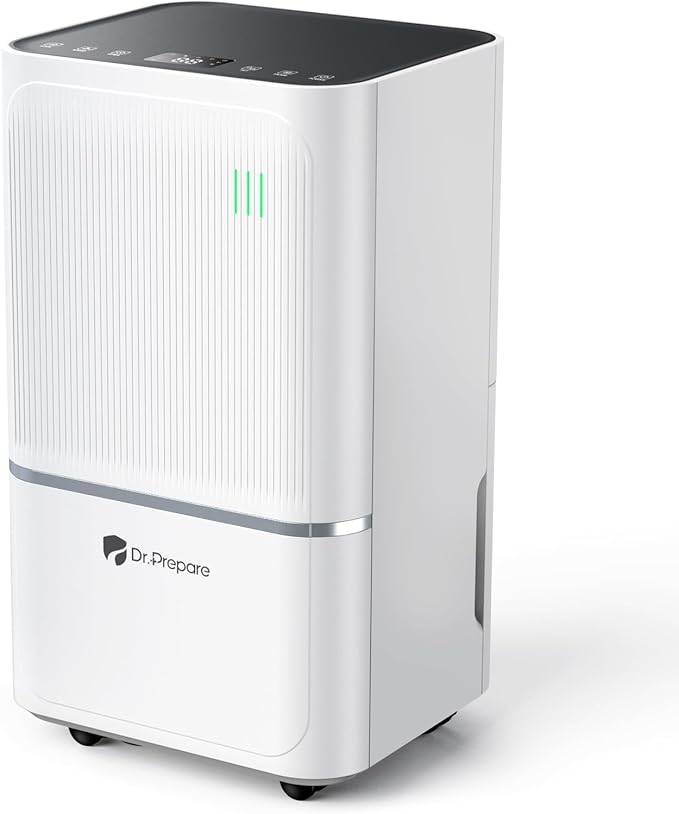 DR.PREPARE 2000-2600 Sq.Ft Dehumidifier for Home with Drain Hose, 38 Pints/Day Dehumidifier for Basement, Bedroom, Bathroom, Dry Clothes, Intelligent Humidistat, 3 Modes, 24H Timer, 0.53 Gal Bucket
