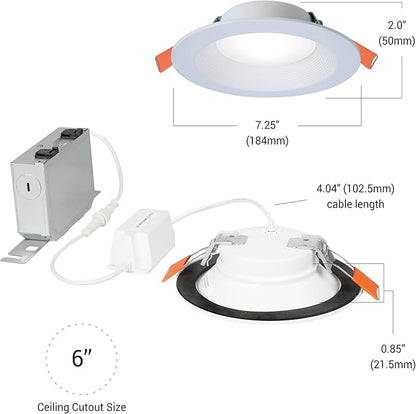 HAL0 6" Smart Wi-Fi® Recessed Canless LED Downlight 4-Pack, Connected by WiZ Pro - RLWZC612-4PK