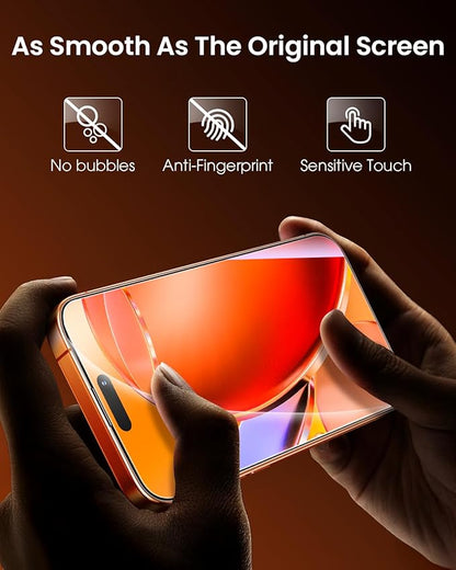 Mkeke for iPhone 17 Pro Screen Protector 3 Pack [9H+ Hardness] [Military-Grade Drop Protection] [Sensitive Touch] [Easy Installation] [HD Clear] Full Edge Coverage Tempered Glass
