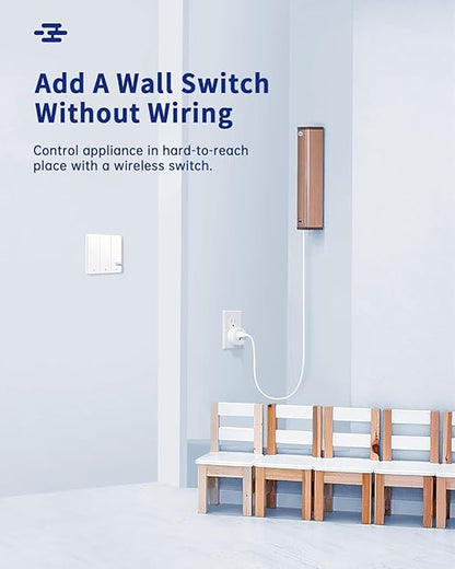 Remote Control Outlet Plug, 15A/1500W Wireless Light Switch for Lights, Fans, Projectors, Kitchen Appliances, 500 Feet RF Range Remote Light Swich Wireless, 3 Outlets & 1 Remote