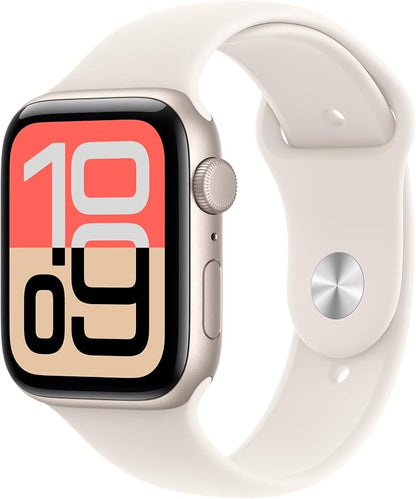 Apple Watch SE 3 [GPS 44mm] Smartwatch with Starlight Aluminum Case with Starlight Sport Band - M/L. Fitness and Sleep Trackers, Heart Rate Monitor, Always-On Display, Water Resistant