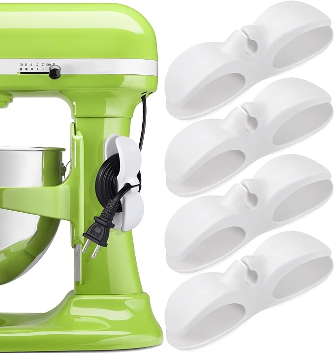 SisBroo Cord Organizer for Appliances, 4PCS Kitchen Appliance Cord Winder Cord Organizers, Cord Holder Cord Wrapper for Appliances Stick on Pressure Cooker, Mixer, Blender, Coffee Maker, Air Fryer