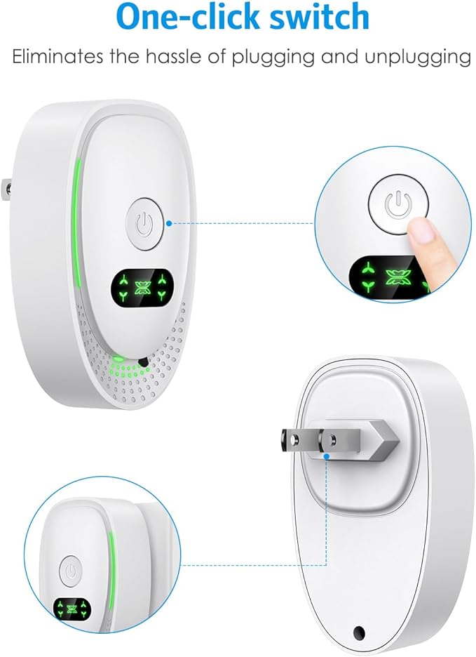 AMIR 4-Pack Plug in Air Ionizer & Air Purifier - Quiet Negative Ion Technology, Mini Portable Air Freshener for Home, Office, Bedroom, Kitchen, Bathroom