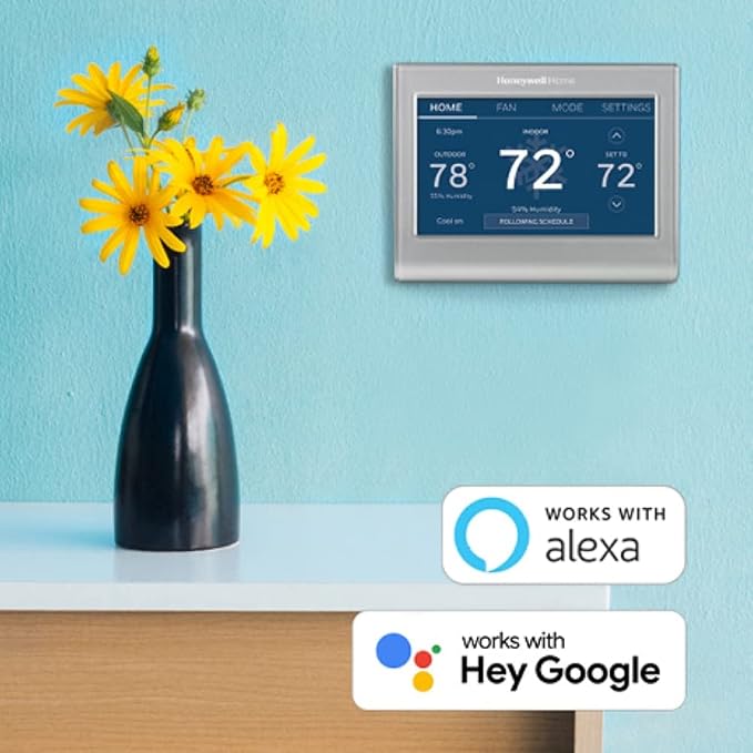 Honeywell Home RTH9585WF1004 Wi-Fi Smart Color Thermostat,7 Day Programmable,Touch Screen,Energy Star,Alexa Ready,Gray,(Pack of 2)