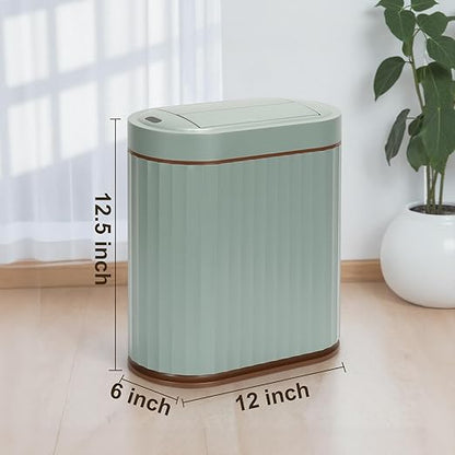 SYNCVIBE Bathroom Trash Can with Lid Butterfly 2 Gallon Sensor Trash can, IPX5 Waterproof Garbage Can Bathroom Decor, Automatic Trash Bin, Under-Counter Wastebasket for Kitchen, Living Room, Green