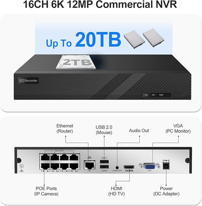 Anpviz 8 Channel 6MP PoE Security Camera System, 4X 6MP Wired IP PoE Dome Camera with Smart AI Human Vehicle Detection, Built-in Mic,Remote Acces 4K 8CH NVR 2TB HDD,(U Series)