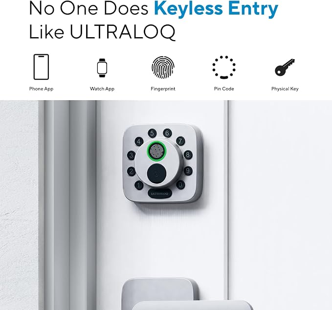 ULTRALOQ Bolt SE Smart Lock with Handle, Built-in Wi-Fi, Matter Over Thread, Works with Apple Home, Alexa, Google, Keyless Deadbolt with Fingerprint, App, Code, Remote Control, Gray | Works with Apple Home, Alexa, Google, Front Door Smart Deadbolt Lock...
