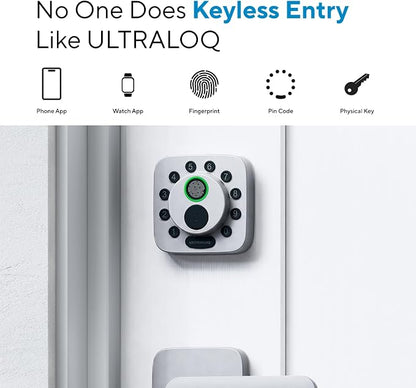 ULTRALOQ Bolt SE Smart Lock with Handle, Built-in Wi-Fi, Matter Over Thread, Works with Apple Home, Alexa, Google, Keyless Deadbolt with Fingerprint, App, Code, Remote Control, Gray | Works with Apple Home, Alexa, Google, Front Door Smart Deadbolt Lock...