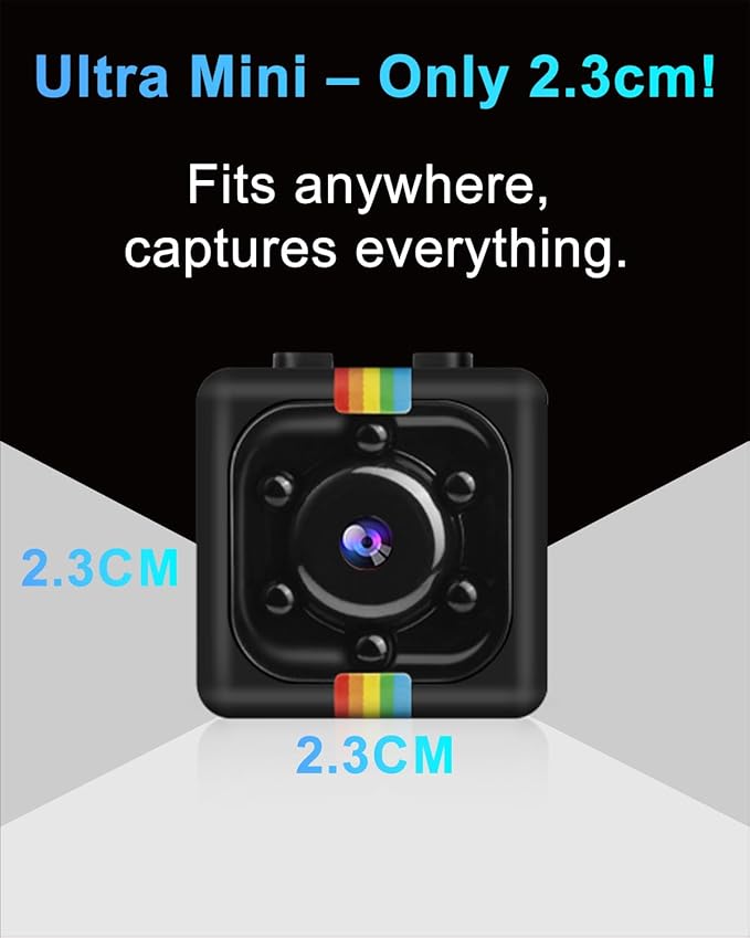 Spy Camera, No WiFi Security Camera with 32GB TF Card, 1080P FHD Mini Cameras with 360° Rotation Bracket, Small Cameras for Home/Indoor/Outdoor Security(Black)