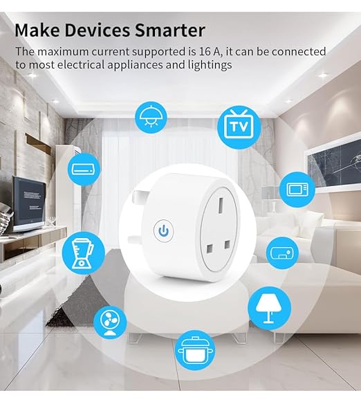 Matter Smart Plug Works with Homekit, Alexa, Google Home, App and Voice Control,UK Standard,16A