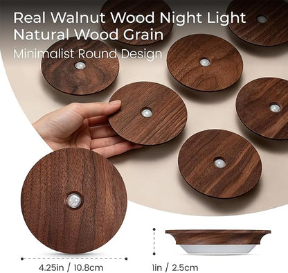 Motion Sensor Night Light 2 Packs, Wood Rechargeable Stair Lights