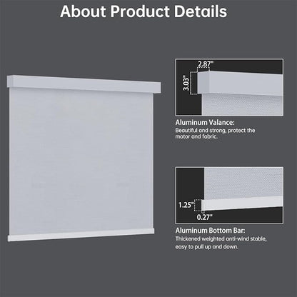 Motorized Blinds with Remote, Blackout Smart Blinds for Windows Automatic Roller Shades Compatible with Alexa, Motorized Shades Customized for Bedroom Home Office (Blackout-Vinyl White)