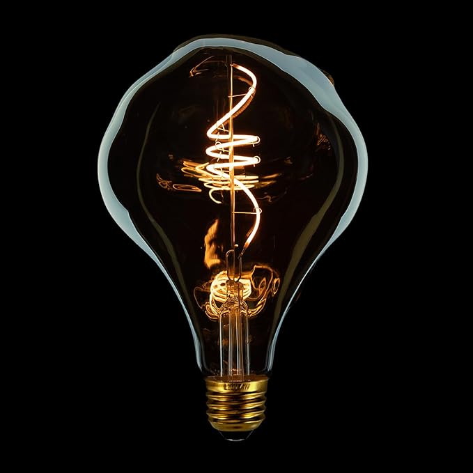 G40 LED Edison Bulb, Smoke Gray Hand-Blown Hard Glass, 4W (25W Incandescent Equivalent), 110-130V, E26, 2000K Warm Yellow Light, 200LM, Dimmable, for Indoor Decorative Lighting (Alien)