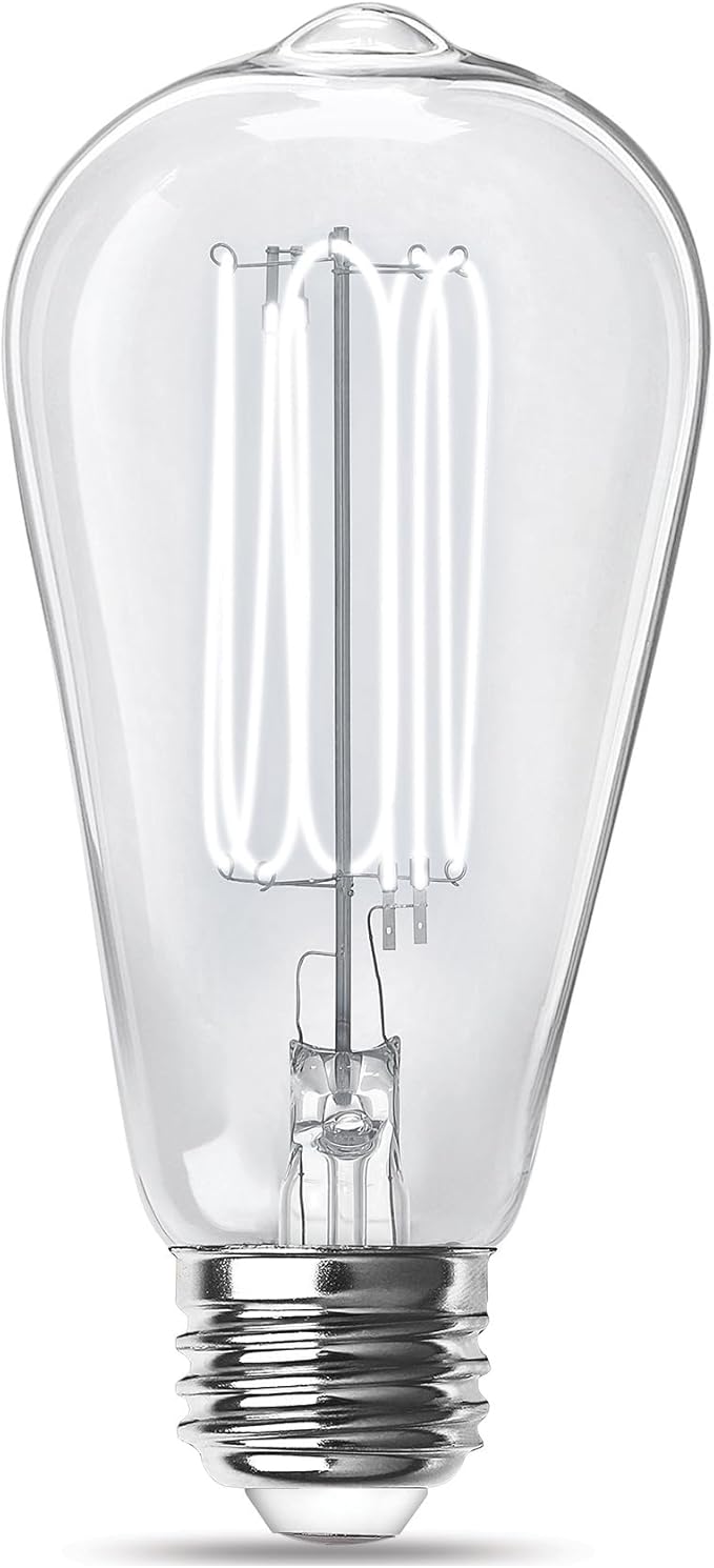 Feit Electric ST19 Vintage Edison LED Light Bulb, 40W Equivalent, Dimmable, 5000K Daylight, E26 Base, Clear Glass Thin Filament Lighting Bulbs, 15,000-Hour Lifetime, ST1940/950CATFIL/2, 2 Pack
