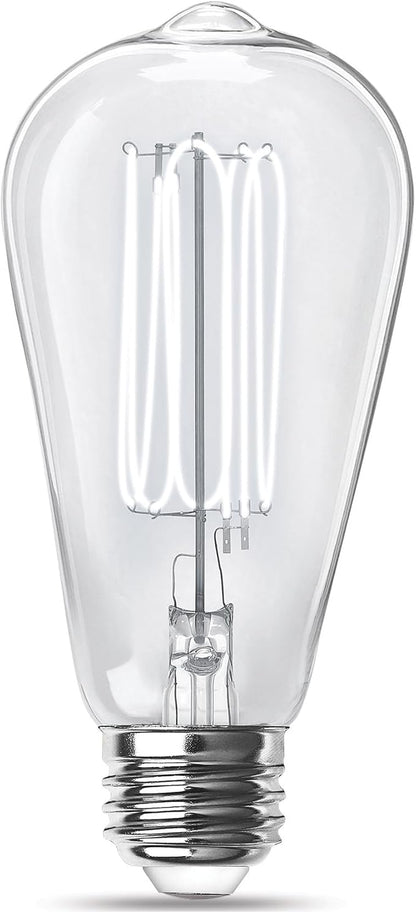 Feit Electric ST19 Vintage Edison LED Light Bulb, 40W Equivalent, Dimmable, 5000K Daylight, E26 Base, Clear Glass Thin Filament Lighting Bulbs, 15,000-Hour Lifetime, ST1940/950CATFIL/2, 2 Pack