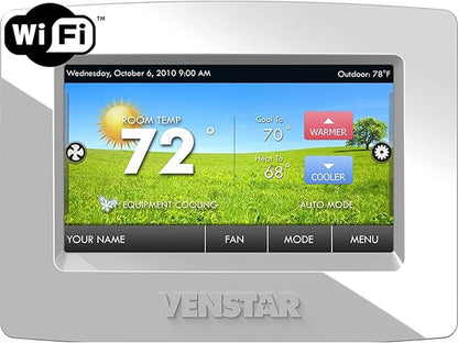 Venstar T7850 ColorTouch - High Res Touch Screen, 7-Day Programmable Thermostat w/WiFi, Alexa Compatible, 4 Heat & 2 Cool Stages, Gas/Electric/Heat Pump, Multi-Language Options, Weather Forecast