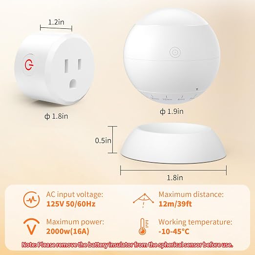 Wireless Motion Sensor Light Switch with Built-in Timer Settings, PIR Motion Sensor Plug Outlet with 3 Adjustable Ranges, Auto On/Off, Ideal for Garage & Storage Room, Compatible with All Light Bulbs