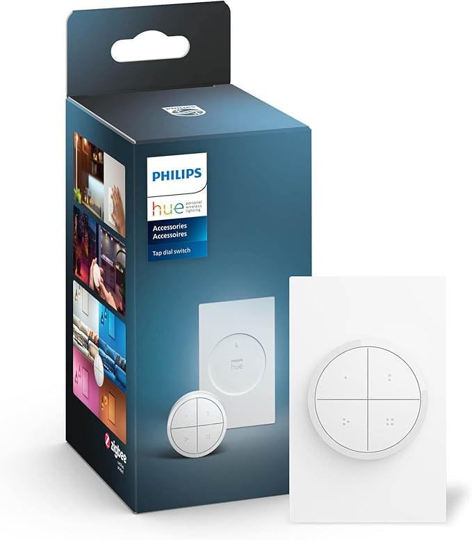Philips Hue White and Color A21 High Lumen Smart Bulb, 1600 Lumens 1 Bulb & Wall Tap Dial Light Switch, Installation-Free, Smart Home, Exclusively Smart Lights, White, 1-Pack
