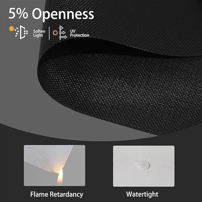 Motorized Solar Shades, Light Filtering Smart Blinds for Windows Automatic Blinds Compatible with Alexa, Falme Resistant Roller Shades Customized for Office Living Room (5% Openness Black)