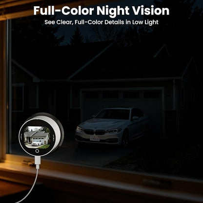 SOLIOM 5MP Window Camera with LCD Touchscreen,Indoor Camera for Home Security Outdoor,24/7 Recording,Anti-Glare Color Night Vision,AI Motion Detection, No-Drill Install for Apartments & Rentals