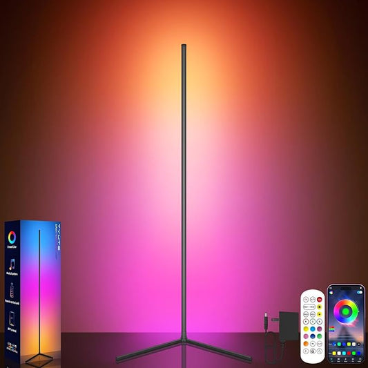 Tyute LED Corner Floor Lamp, 68+ Scenes, 16 Million Colors Corner Light with App & Remote Control, Smart RGB Ambient Lighting with Music Sync, Mood Lighting for Bedroom, Living Room, Gaming Room