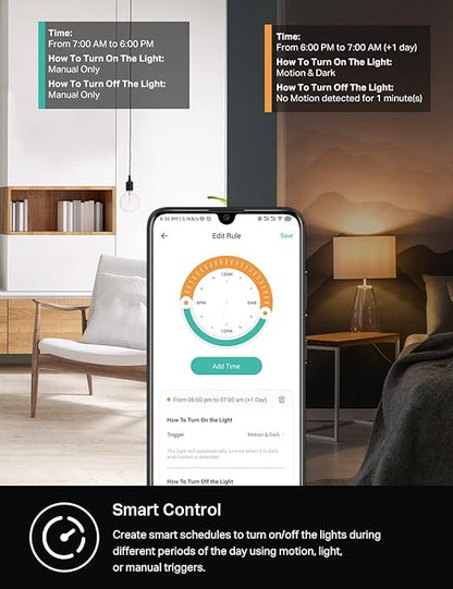Kasa Smart WiFi Motion Sensor Switch, Single Pole, Needs Neutral Wire, 2.4GHz Wi-Fi Light Switch, Compatible with Alexa & Google Home, UL Certified, No Hub Required(KS200M),White,1-Pack