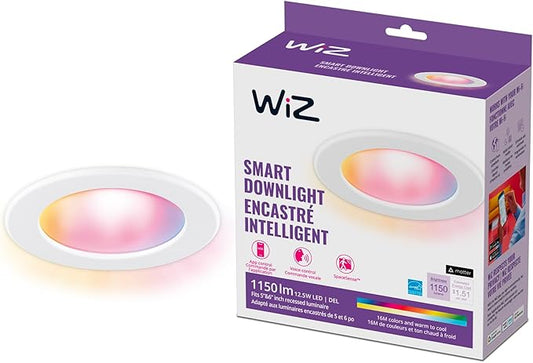 WiZ Connected Retrofit Recessed Downlight, 1150 Lumens, 6 Inch Matter Compatible LED Color Changing Lights, Motion Recessed Lighting ,Connects to your Wi-Fi, 1 Pack