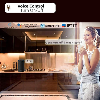 Smart Under Cabinet Lighting App, Alexa & Google Compatible Cabinet Lights – Linkable with Timer Under Counter Lights Fixtures for Kitchen, Book Shelf, Show Case (6 Lights Bar Kit)