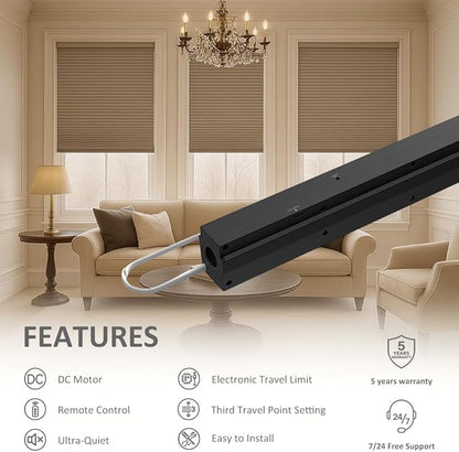 Smart Blinds Motor 110V AC Motorized Roller Shades Kit for Cellular & Roman Shades, Ultra-Quiet Electric Honeycomb Blind Motor, Dual Output for Tilt & Lift (0.8N.m Torque for 33rpm/min)
