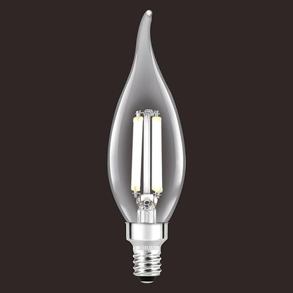 Sylvania B10 Clear LED White Filament Bulb, 6W, Dimmable, 650 LMS, Candelabra Base, 2700K, Soft White - 2 Pack (42260)