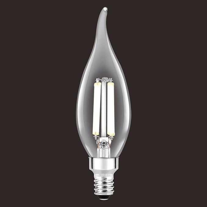 Sylvania B10 Clear LED White Filament Bulb, 5.5W, Dimmable, 500 LMS, Medium Base, 2700K, Soft White - 4 Pack (42256)