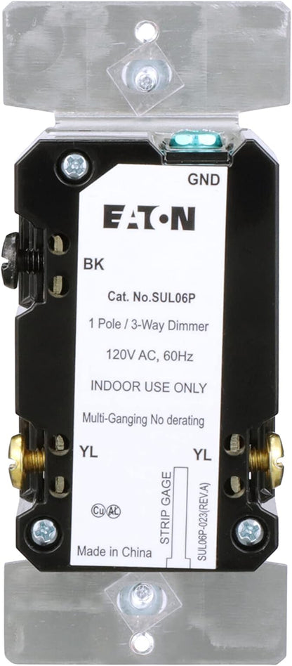 Eaton Universal Slide Dimmer 120V, Black/Brown/Gray