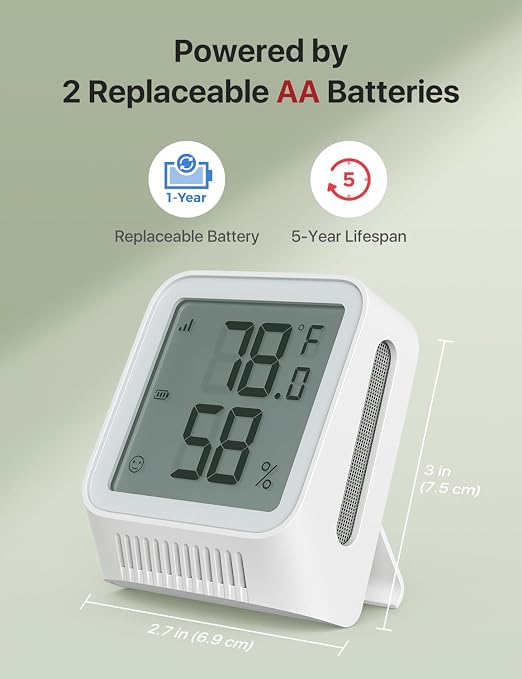 X-Sense Wi-Fi Thermometer Hygrometer with LCD, Base Station not Included | Clear LCD Display for Real-Time Indoor Temperature and Humidity