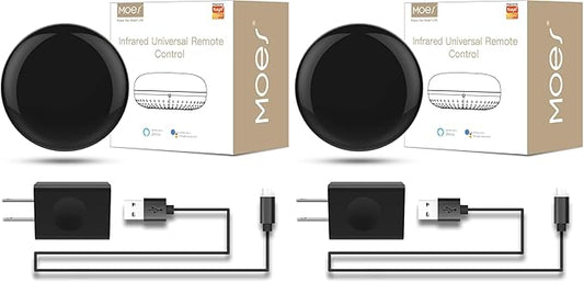 MOES WiFi Smart IR Remote Controller Smart Home Infrared Universal Remote Blaster,One for All Control AC TV DVD CD AUD SAT etc,Compatible with Alexa and Google Assistant,No Hub Required (Pack of 2)