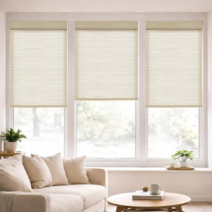 ZSHINE Motorized Linen-Look Roller Shades for Windows, Rechargeable Smart Light Filtering Blinds Compatible with Alexa (82190A)