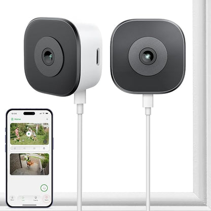 3MP 2K Window Camera for Home Security, 5Ghz & 2.4Ghz WiFi Human Detection Alert, AI Full Color Night Vision with Anti-Glare No Reflection 24/7 Recording, Easy Magnetic Mount for House/Apartment
