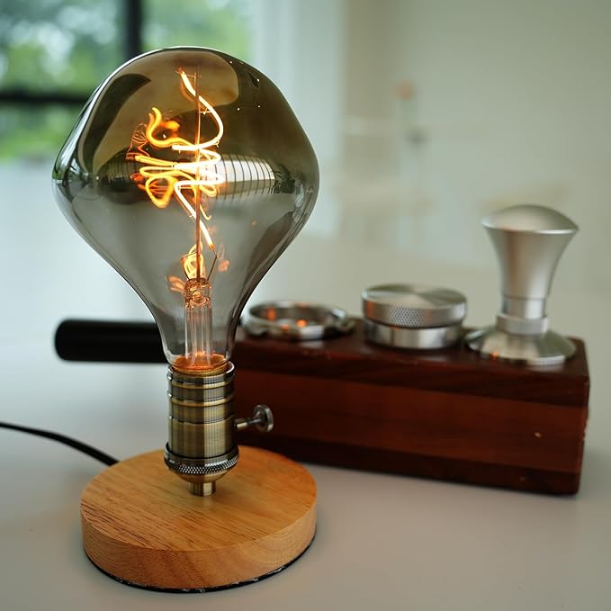 G40 LED Edison Bulb, Smoke Gray Hand-Blown Hard Glass, 4W (25W Incandescent Equivalent), 110-130V, E26, 2000K Warm Yellow Light, 200LM, Dimmable, for Indoor Decorative Lighting (Alien)