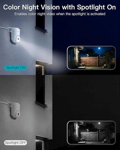 VIMTAG 2.5K 4MP Outdoor Security Camera, Pan/Tilt WiFi Home CCTV Camera, 360° View & Motion Tracking, Color Night Vision, 2-Way Audio, AI Detection Alarm, IP66, Cloud & SD Card Storage, Works w/Alexa
